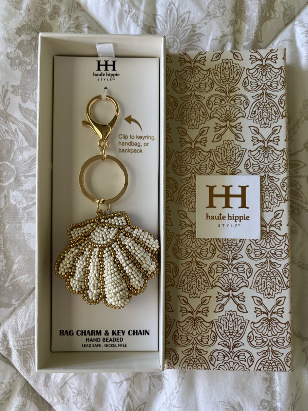 Haute Hippie Style Hand Beaded Sea Shell Bag Charm